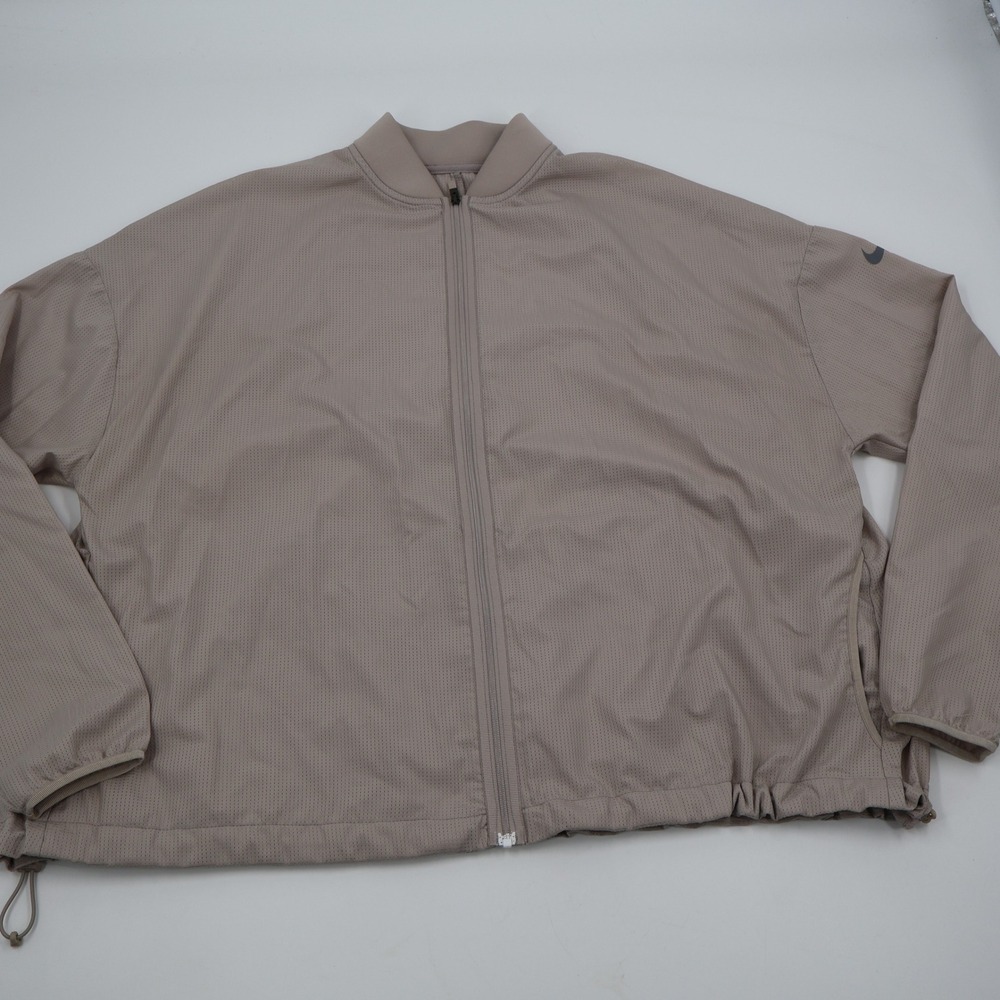 Nike Dri-FIT Training Jacket Womens Medium Taupe Perforated Mesh Zip 889291-215